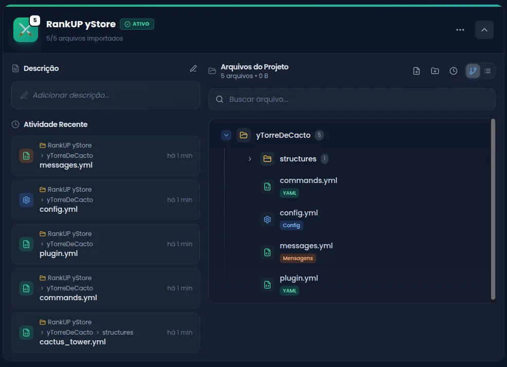 Projeto com arquivos de configuração de um plugin